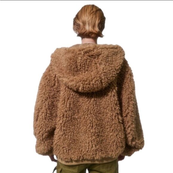 NEW UO Urban Outfitters Casey Sherpa Hooded Zip-Up Jacket M L - Picture 5 of 6